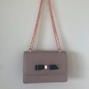 NWT ted baker taupe bow rose gold chain bag